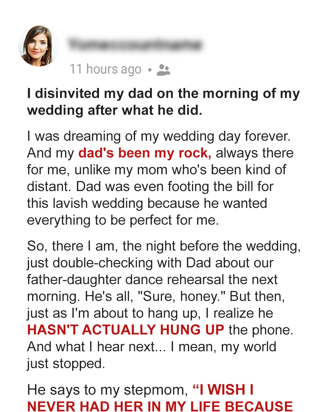 Am I Wrong for Disinviting My Dad on the Morning of My Wedding after What He Did?