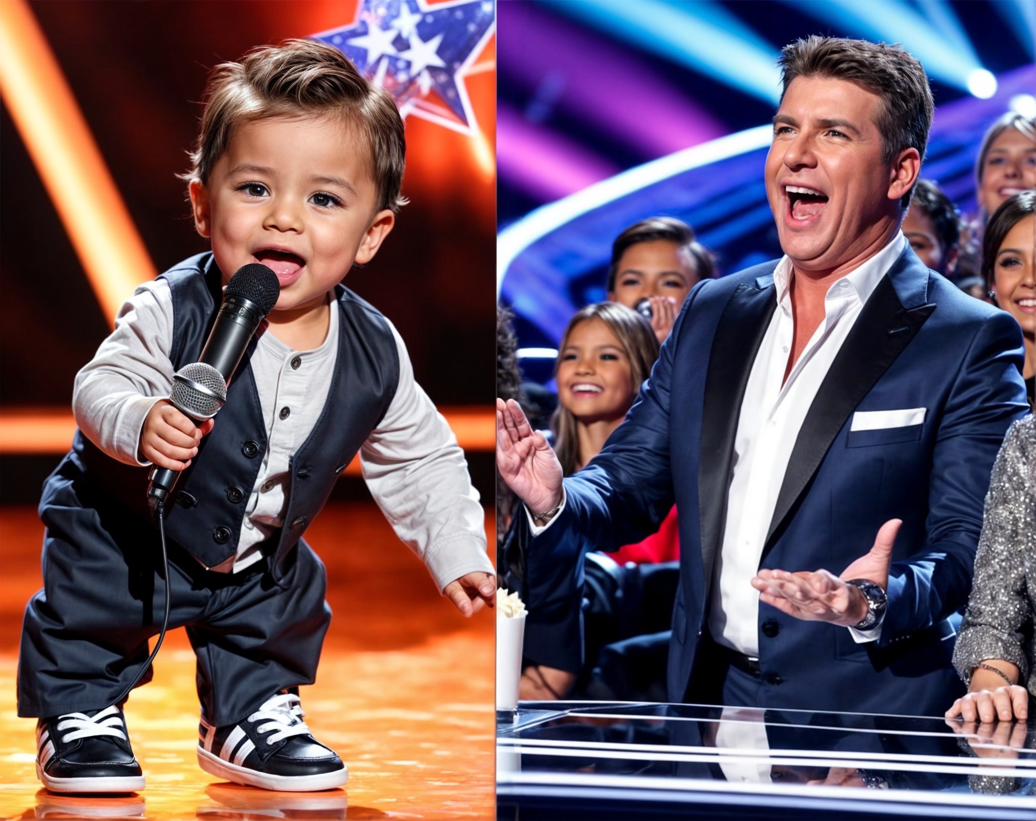 Right now! The audience burst into tears at his performance. Simon Cowell and all the judges walked up to the stage to kiss the boy