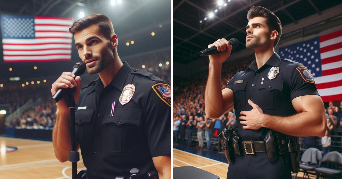 Police Officer Becomes Viral Sensation with an Incredible National Anthem Performance.