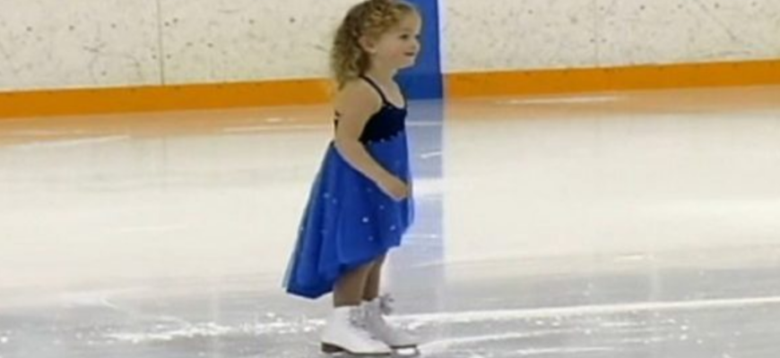 This little girl shows off her amazing moves on the ice rink