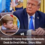 President Trump replaces Resolute Desk in Oval Office… days after Musk’s son picks nose during visit